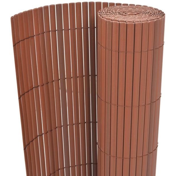 Kaksipuolinen puutarha-aita, PVC, 90x300cm, ruskea