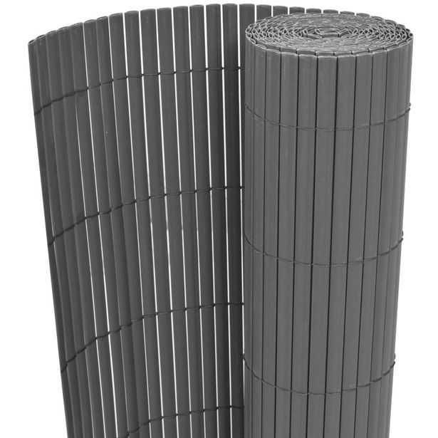 Kaksipuolinen puutarha-aita, PVC, 90x300cm, harmaa