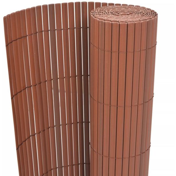 Kaksipuolinen puutarha-aita, PVC, 150x300cm, ruskea