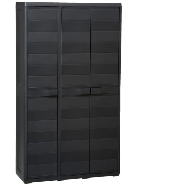 Puutarhan varastokaappi 4 hyllyä musta_1