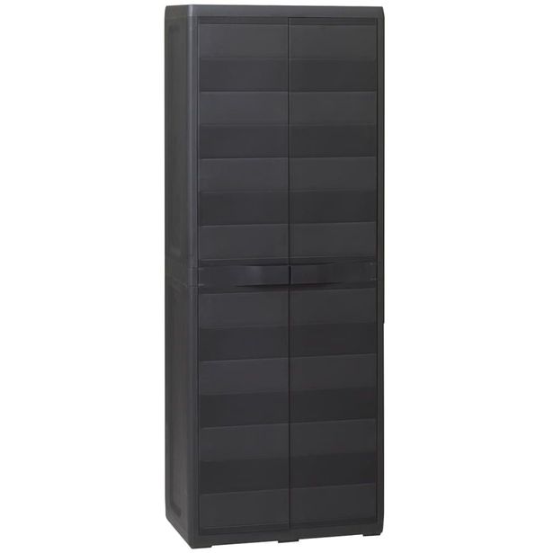 Puutarhan varastokaappi 3 hyllyä musta_1