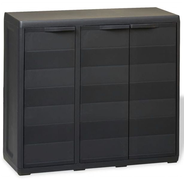 Puutarhan varastokaappi 2 hyllyä musta_1