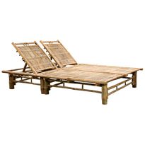 Kahden hengen aurinkotuoli, 200x130x(24-87) cm, bambu