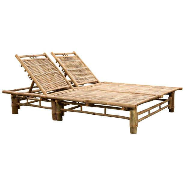 Kahden hengen aurinkotuoli, 200x130x(24-87) cm, bambu