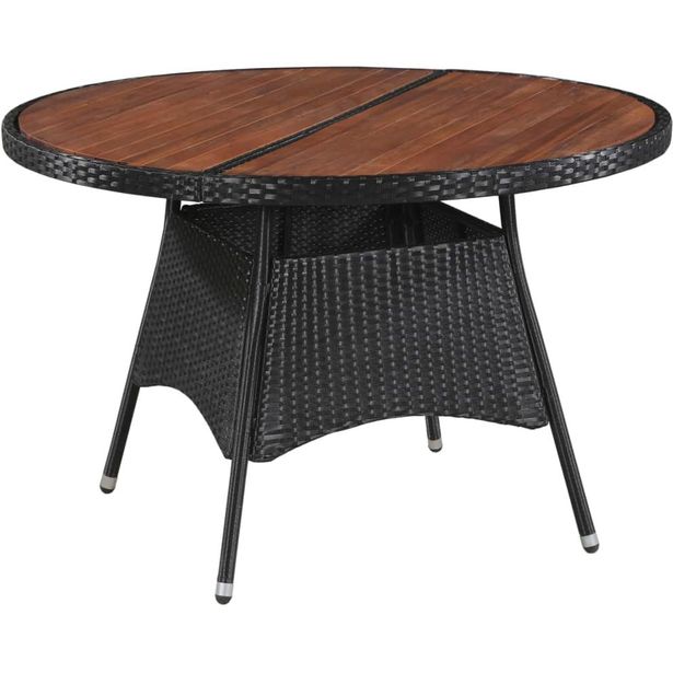 Puutarhapöytä, 115x74 cm, polyrottinki ja akaasiapuu