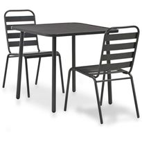 Bistrokalusteryhmä ulkotiloihin 3 osaa, teräs, tummanharmaa