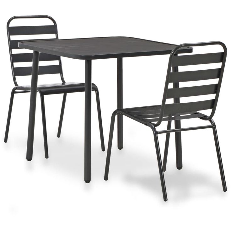 Bistrokalusteryhmä ulkotiloihin 3 osaa, teräs, tummanharmaa