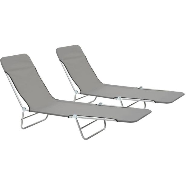 Kokoontaitettavat aurinkotuolit 2 kpl, harmaa