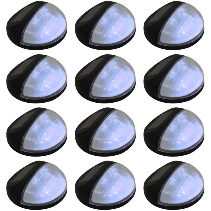 Aurinkoenergia ulkoseinävalaisimet, LED, 12 kpl, pyöreä, musta