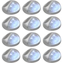 Aurinkoenergia ulkoseinävalaisimet, LED, 12 kpl, pyöreä, hopea