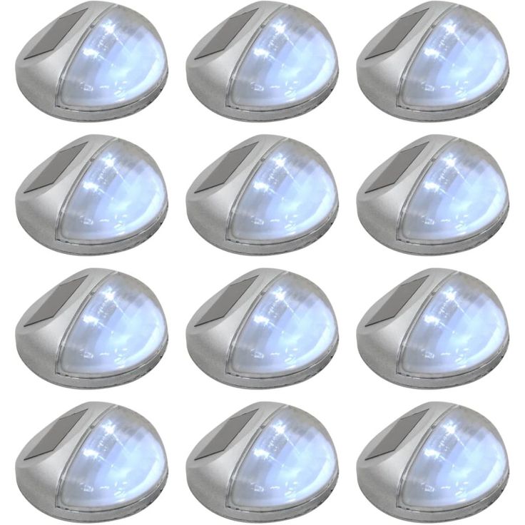 Aurinkoenergia ulkoseinävalaisimet, LED, 12 kpl, pyöreä, hopea