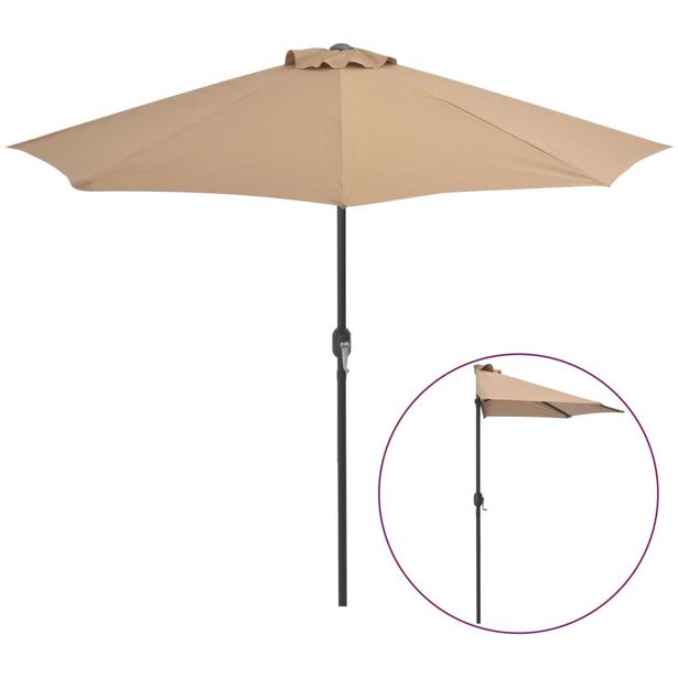 Aurinkovarjo ulkotiloihin, alumiinitanko, 270x135 cm, taupe