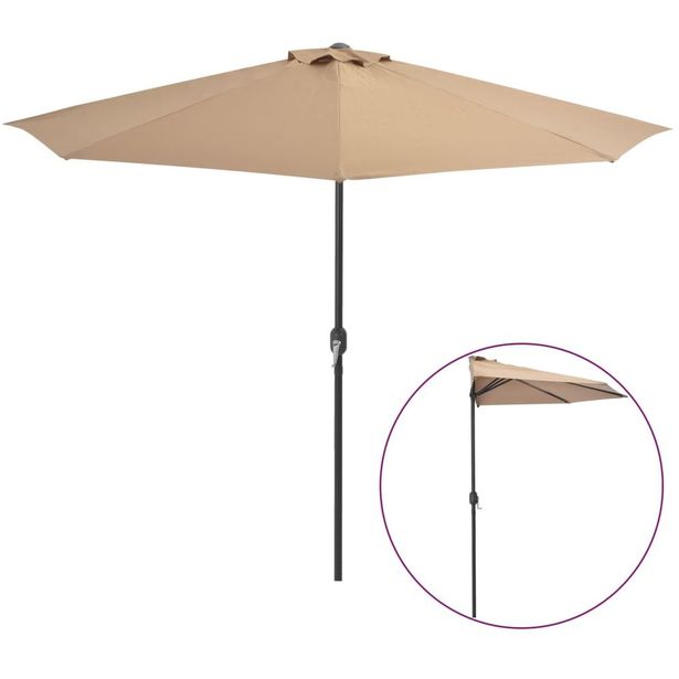 Parvekkeen puoliaurinkovarjo, alumiinitanko, 300x150 cm, ruskea