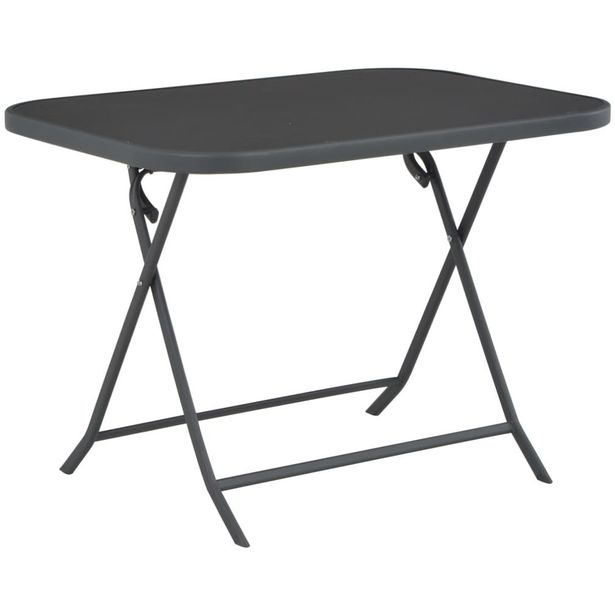 Kokoontaittuva puutarhapöytä, harmaa, 100x75x72 cm, lasi ja teräs