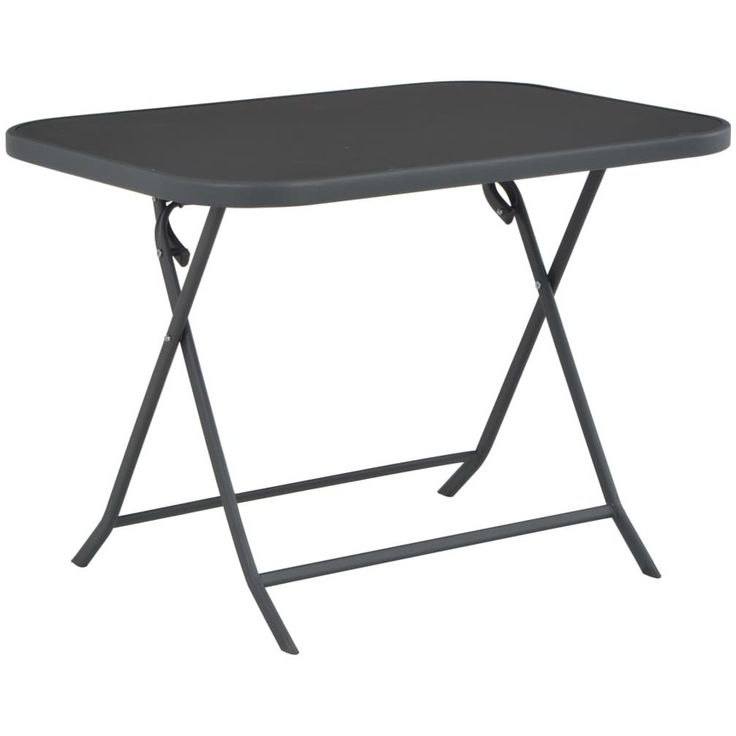 Kokoontaittuva puutarhapöytä, harmaa, 100x75x72 cm, lasi ja teräs
