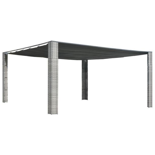 Pergola liukuvalla katolla, polyrottinki, 400x400x200cm, harmaa
