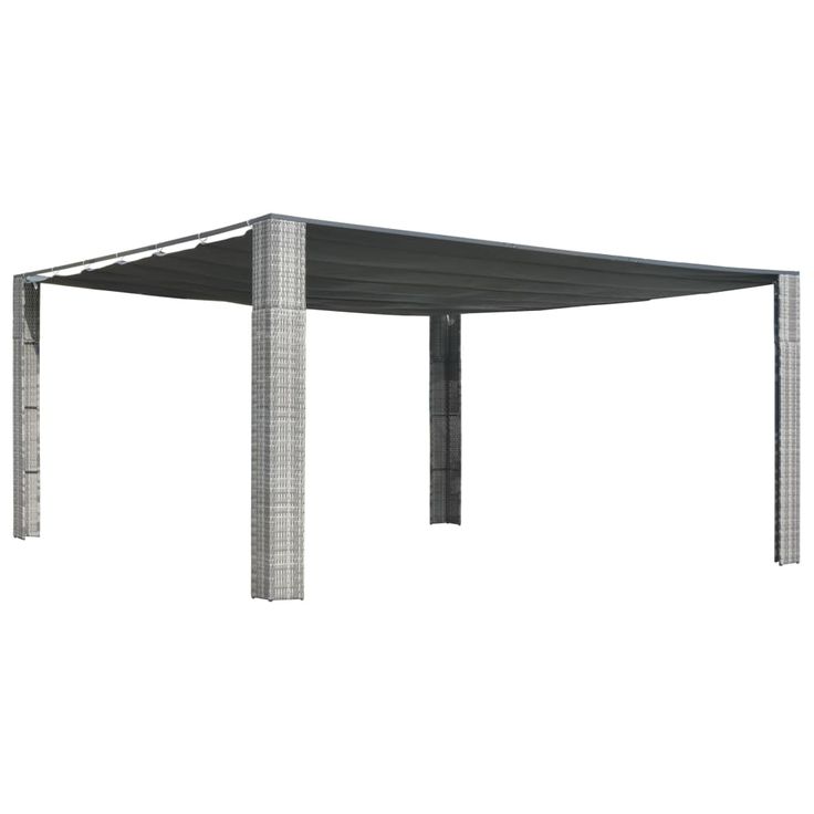 Pergola liukuvalla katolla, polyrottinki, 400x400x200cm, harmaa