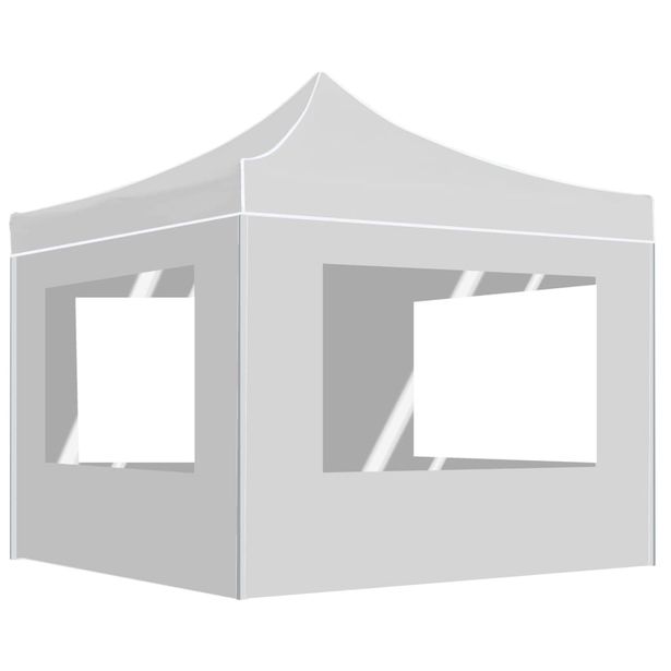 Juhlateltta kokoontaittuva seinillä, alumiini, 3x3m, valkoinen