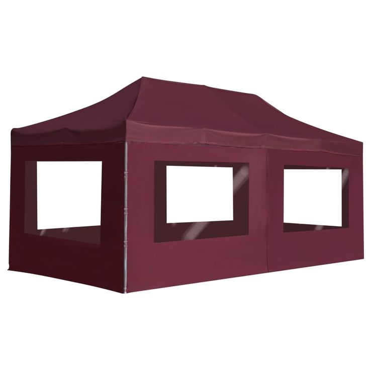 Juhlateltta kokoontaittuva seinillä, alumiini, 6x3m, viininpun