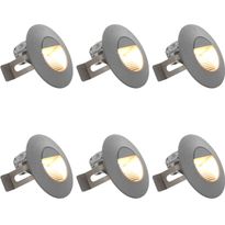 LED-seinävalaisimet ulkokäyttöön, 6 kpl, 5 W, hopea, pyöreä