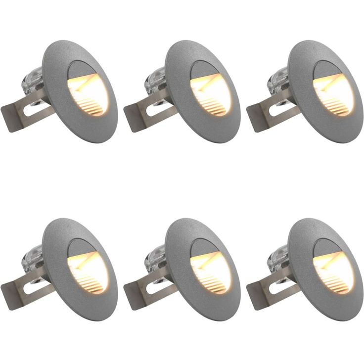 LED-seinävalaisimet ulkokäyttöön, 6 kpl, 5 W, hopea, pyöreä