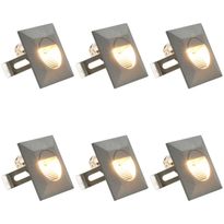 LED-seinävalaisimet ulkokäyttöön, 6 kpl, 5 W, hopea, neliö
