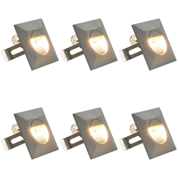 LED-seinävalaisimet ulkokäyttöön, 6 kpl, 5 W, hopea, neliö