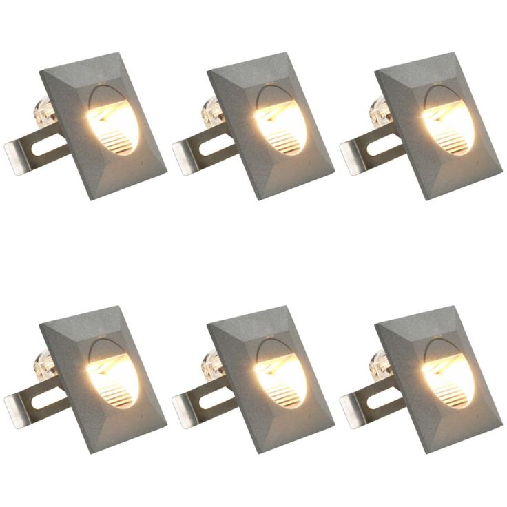 LED-seinävalaisimet ulkokäyttöön, 6 kpl, 5 W, hopea, neliö