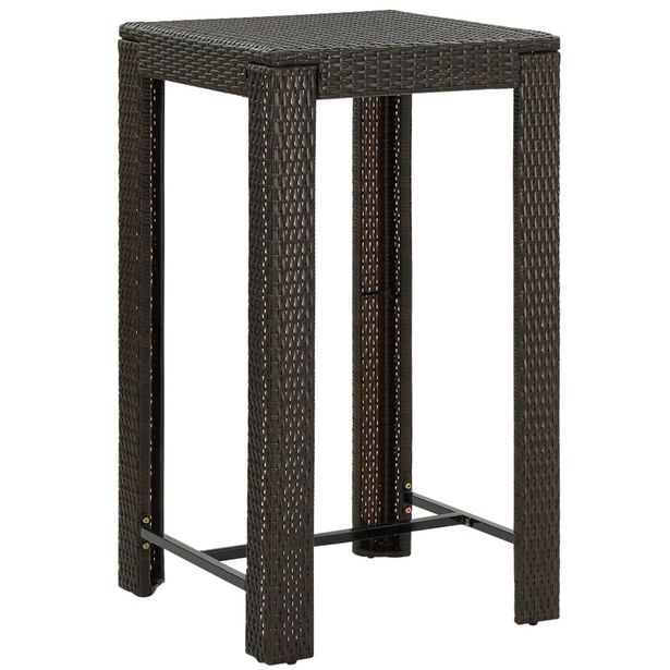 Puutarhan baaripöytä ruskea 60,5x60,5x110,5 cm polyrottinki_1