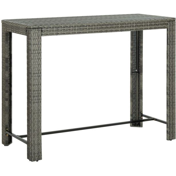 Puutarhan baaripöytä harmaa 140,5x60,5x110,5 cm polyrottinki_1
