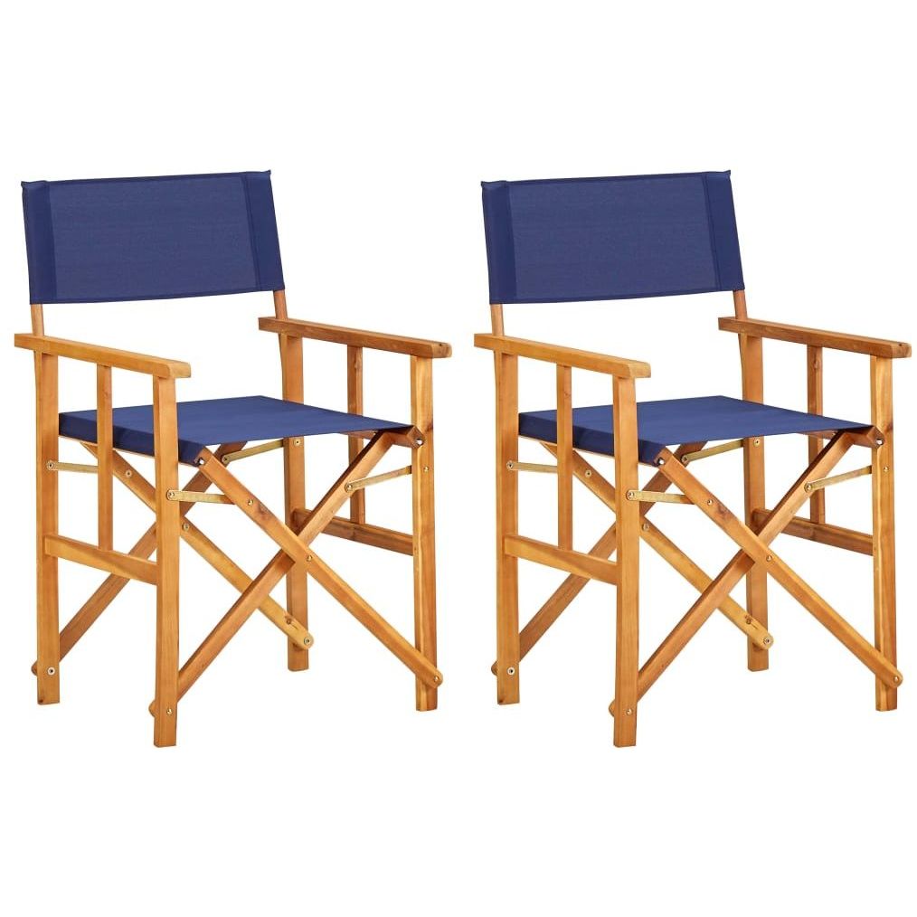 Ohjaajantuolit 2 kpl täysi akaasiapuu sininen