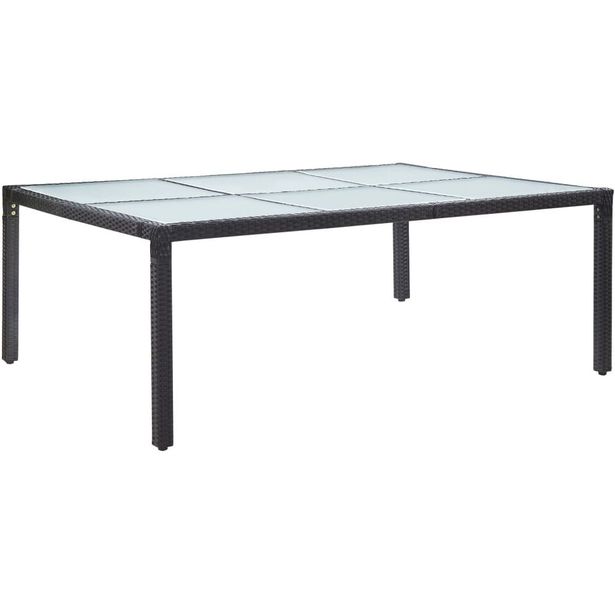 Ulkoruokapöytä musta 200x150x74 cm polyrottinki_1