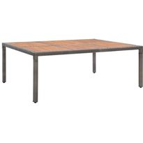 Puutarhapöytä harmaa 200x150x74 cm polyrottinki ja akaasiapuu