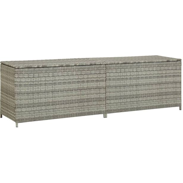 Puutarhan säilytyslaatikko, polyrottinki, 200x50x60 cm, harmaa