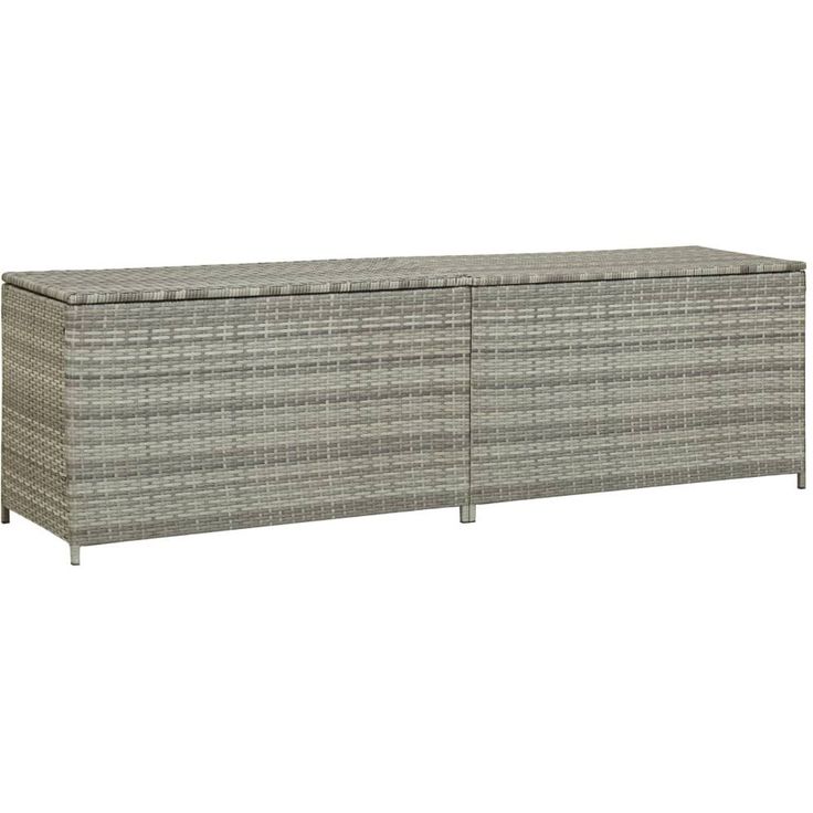Puutarhan säilytyslaatikko, polyrottinki, 200x50x60 cm, harmaa