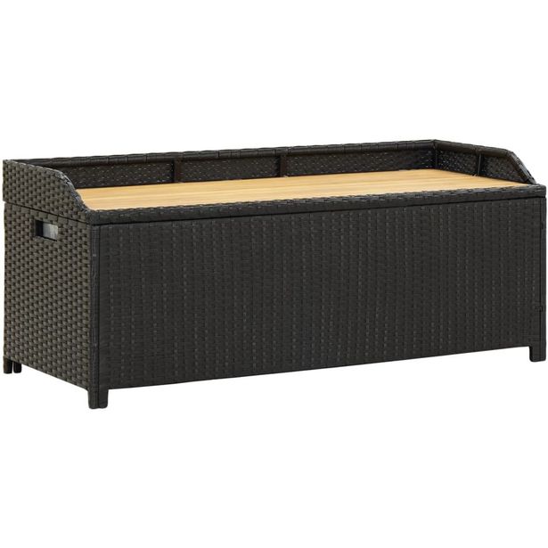 Puutarhan säilytyspenkki 120 cm, polyrottinki, musta