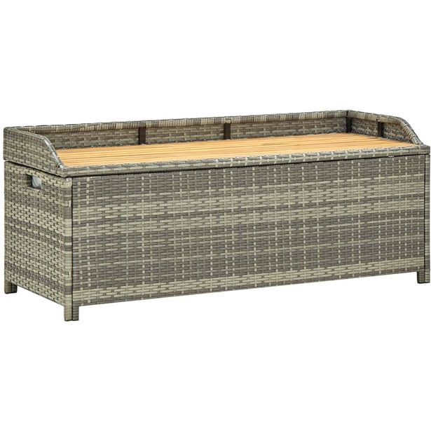 Puutarhan säilytyspenkki 120 cm, polyrottinki, harmaa