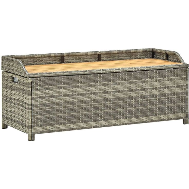 Puutarhan säilytyspenkki 120 cm, polyrottinki, harmaa