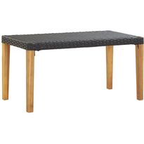 Puutarhapenkki 120 cm musta polyrottinki ja täysi akaasiapuu