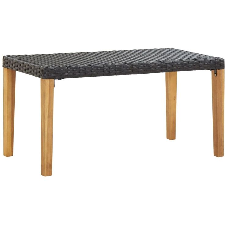 Puutarhapenkki 120 cm musta polyrottinki ja täysi akaasiapuu_1