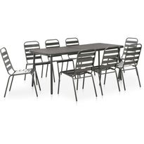 9-osainen ulkoruokailuryhmä, 85x60x59 cm, teräs, tummanharmaa