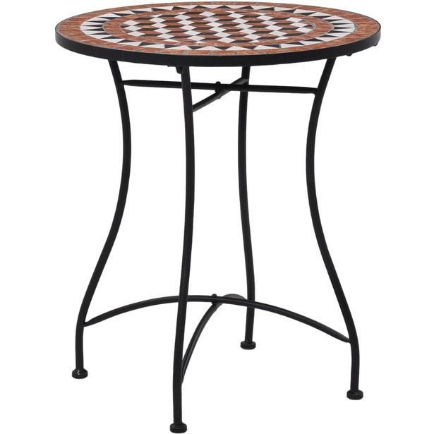 Mosaiikkibistropöytä, ⌀ 60 cm, ruskea keramiikka