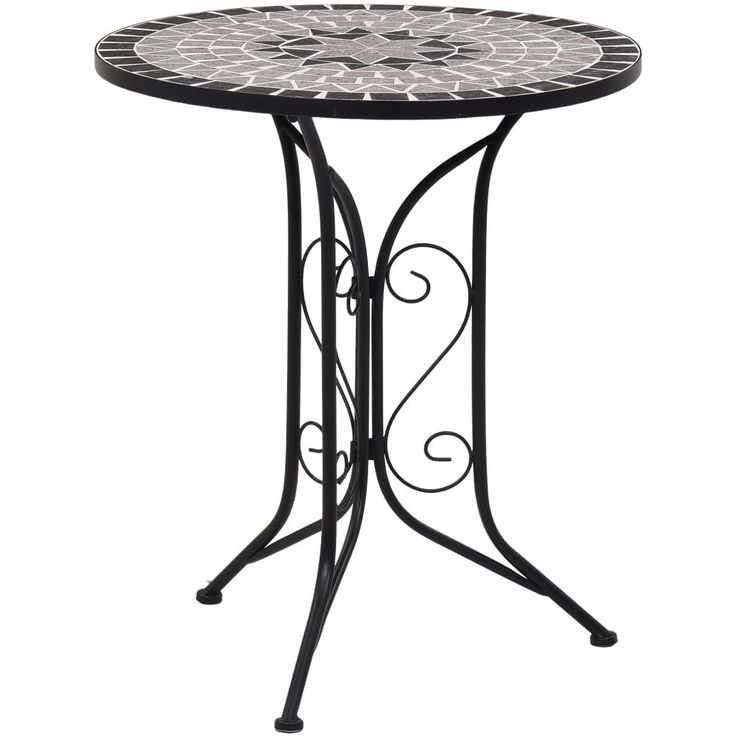 Mosaiikkibistropöytä, ⌀ 61 cm, harmaa keramiikka