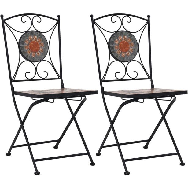 Mosaiikki bistrotuolit 2 kpl, oranssi ja harmaa