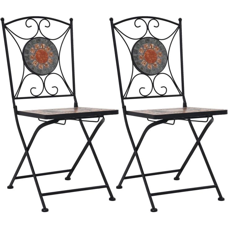 Mosaiikki bistrotuolit 2 kpl, oranssi ja harmaa