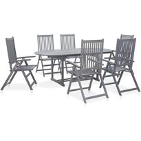 7-osainen ulkoruokailuryhmä täysi, akaasiapuu, harmaa