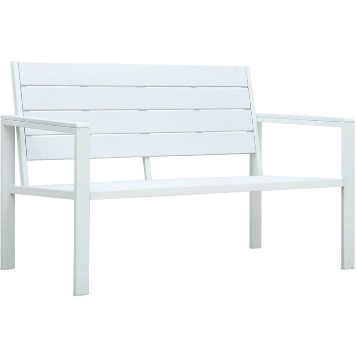 Puutarhapenkki 120 cm, polyeteeni, valkoinen puujäljitelmä