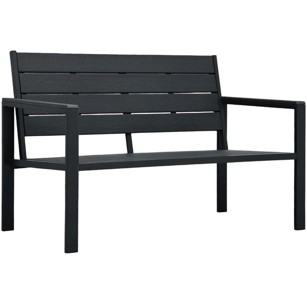 Puutarhapenkki 120 cm, polyeteeni, musta puujäljitelmä