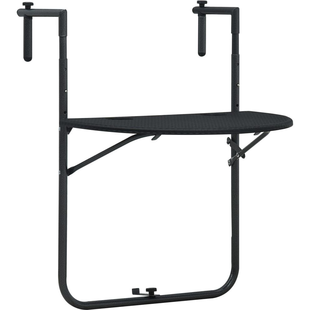 Roikkuva parvekepöytä, 60x64x83.5 cm, musta muovirottinki