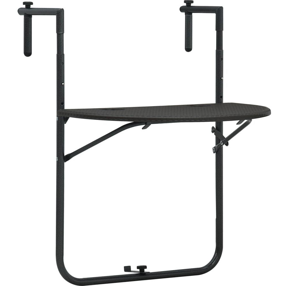 Roikkuva parvekepöytä, 60x64x83.5 cm, ruskea muovirottinki